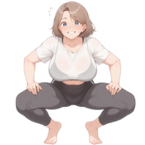 エクササイズに励む少しふくよかな女性