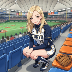 東京ドームでチェコ美女(2次元イラスト)